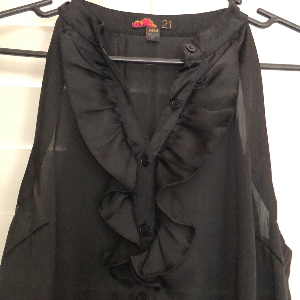 [5 for $25] Black ruffle sleeveless blouse
